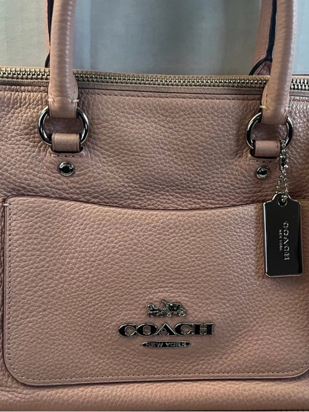Coach Pebbled Leather Tote in Dusty Rose Blush